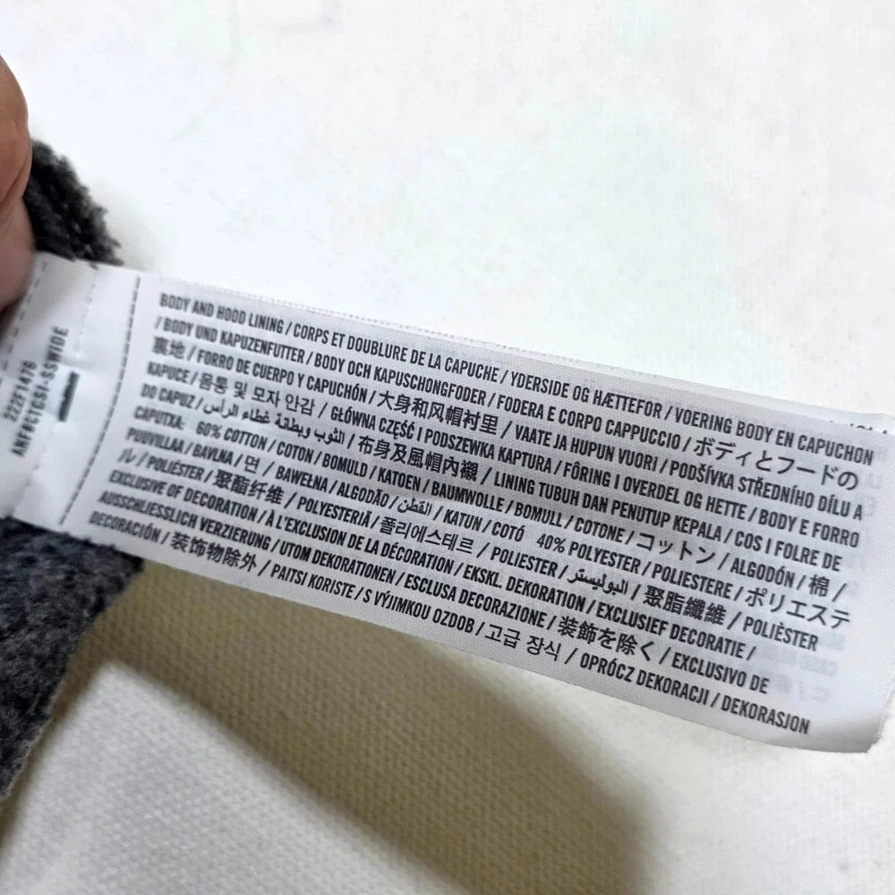 Abercrombie Kids Hoodie Boys 11/12 Grey Full Zip A&F Essentials Relaxed Fit Logo